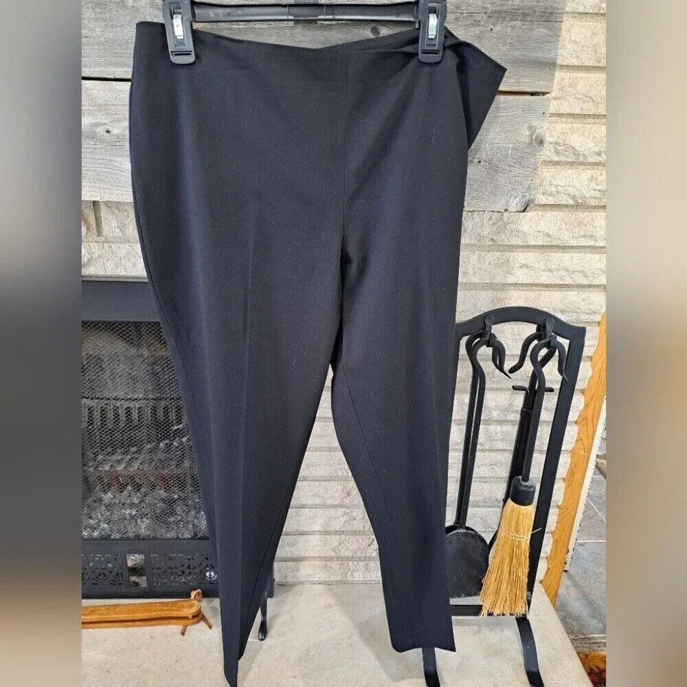 St John Caviar Size 14 Women's Black Pleated Trouser Dress Pants Side Zip Luxury - Picture 1 of 11